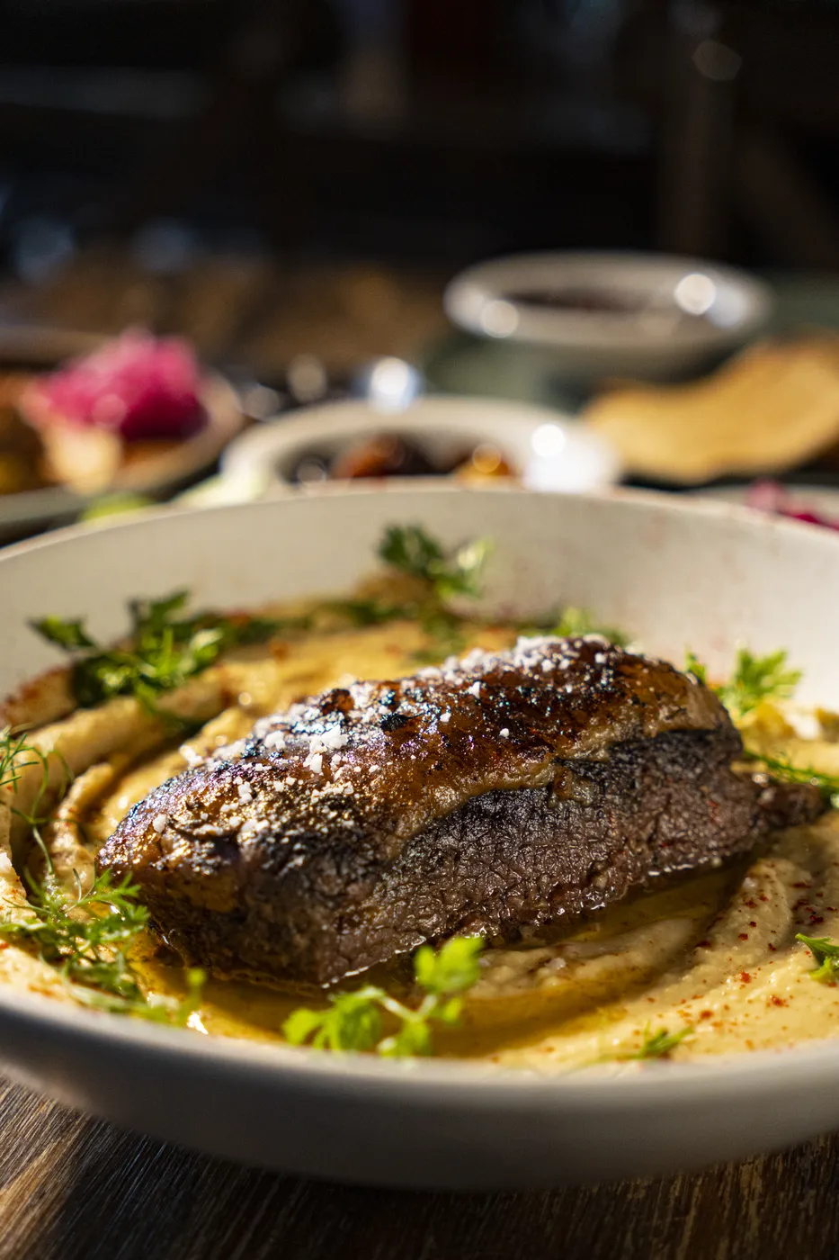 Ribeye con puré en Cantina La Llorona